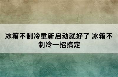 冰箱不制冷重新启动就好了 冰箱不制冷一招搞定